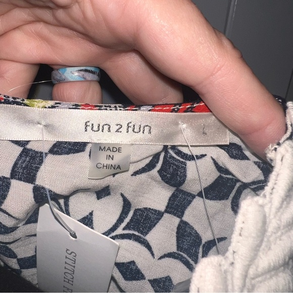 Fun 2 Fun Multi-Color L Tank Top Shirt Lace Top Boho Sleeveless Colorful - Picture 3 of 5